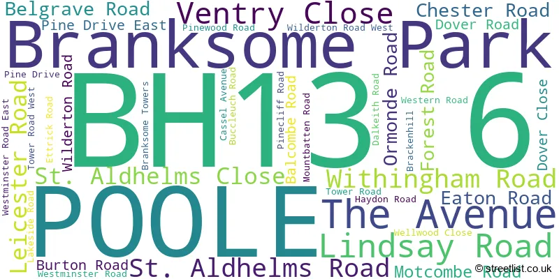A word cloud for the BH13 6 postcode